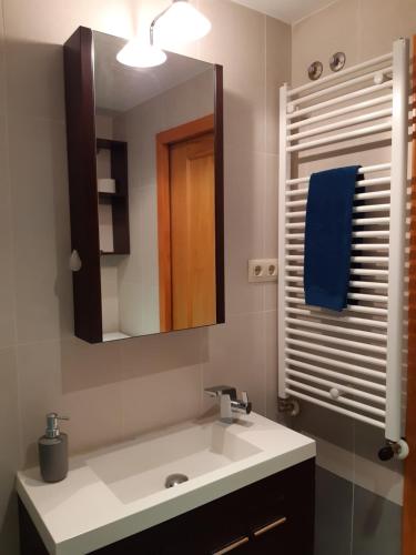 uma casa de banho com um lavatório e um espelho em CASA MARCOS em Benasque