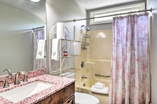 a bathroom with a sink and a shower at Virginia Beach Family House Less Than 1 Mi to Golf Club! in Virginia Beach