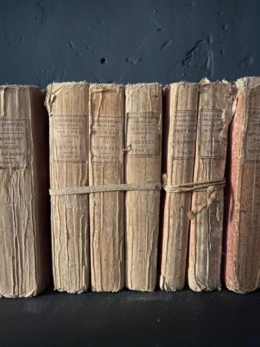 une rangée de vieux livres assis l'un à côté de l'autre dans l'établissement Maison Léonard du Ventoux, à Sault