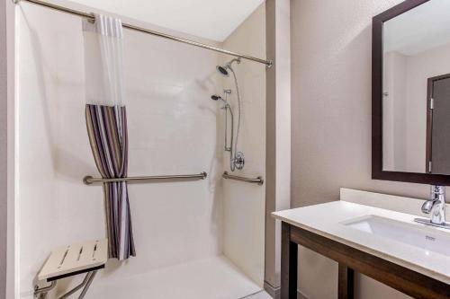 y baño con ducha y lavamanos. en La Quinta by Wyndham Cullman en Cullman