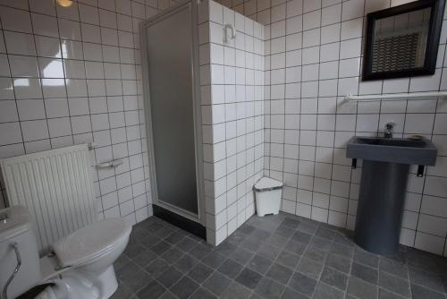 a bathroom with a toilet and a sink at De Oude School in Visé