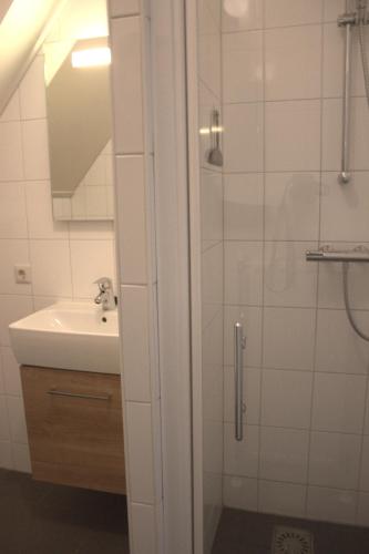 a bathroom with a shower and a sink at Enterbrook in Enter