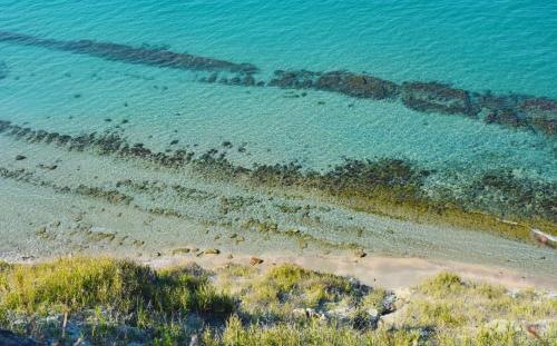 an aerial view of a beach with the water at Duplex Seaview Condo in Durrës