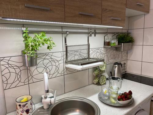 A cozinha ou cozinha compacta de Good Time Apartments Warsaw City Center