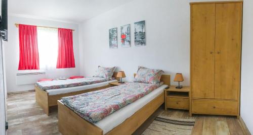 a bedroom with two beds and a window at Cazare For-Rest Accommodation in Baraolt