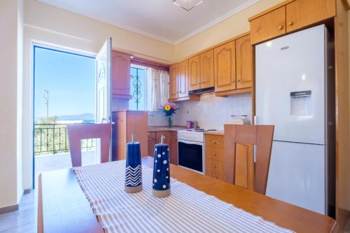 Η κουζίνα ή μικρή κουζίνα στο Almyros Aktis mountain and sea apartment