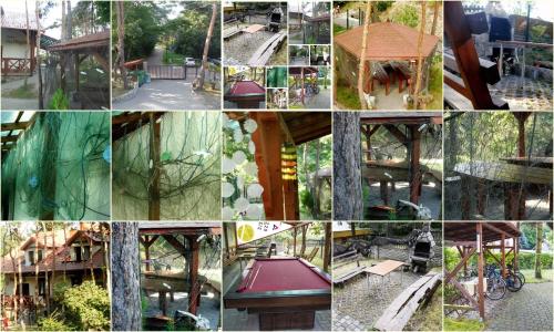 un collage de fotos de un parque con parque infantil en Dom na Wzgórzu, en Jastarnia