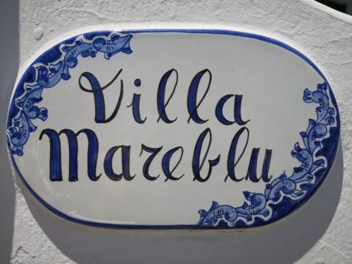 a blue and white plate with the words mulilla marilli at Villa Mareblu Luxury Holiday Apartment direttamente sul mare in Stromboli