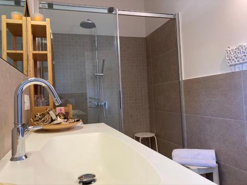 トッリ・デル・ベーナコにあるCasa Veronesiのバスルーム(シンク、シャワー付)