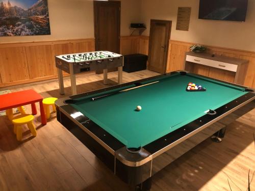 a living room with a pool table at Apartamenty Liliowe SPA & Wellness in Murzasichle