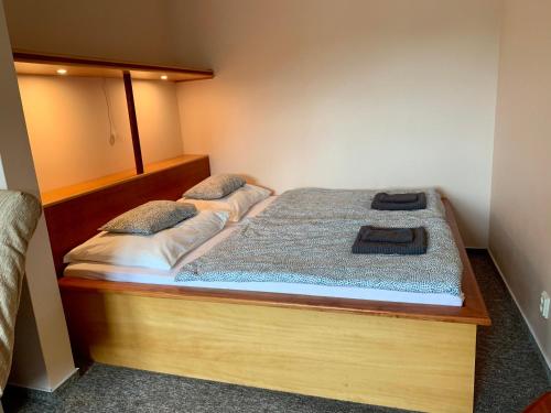 een slaapkamer met 2 bedden in een kamer bij Ubytování v soukromí v srdci Pece pod Sněžkou in Pec pod Sněžkou