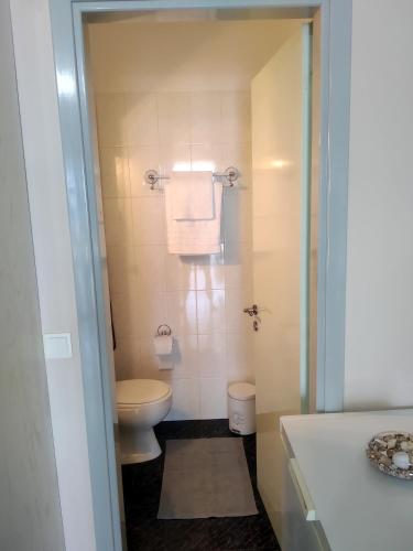 a bathroom with a toilet and a sink at Seaside apartment in Xiropigado