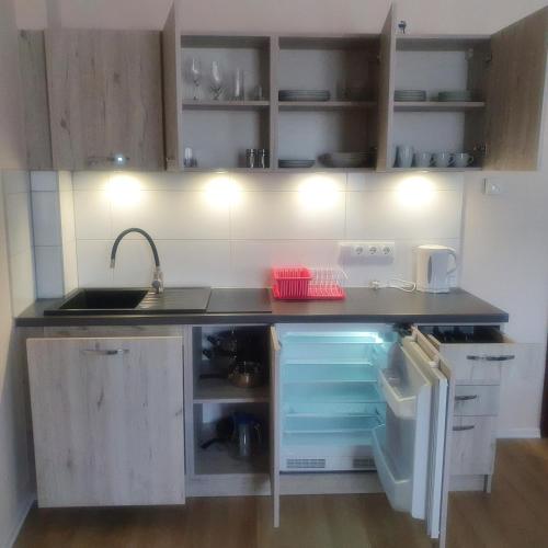 Η κουζίνα ή μικρή κουζίνα στο Apartments Oberschlesien