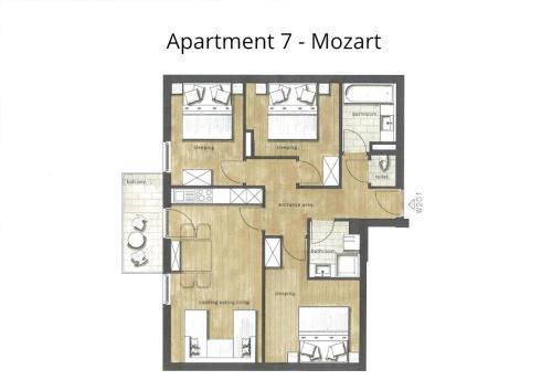 a floor plan of the apartment march at HOMEBOUND APARTMENTS Salzburg City II - contactless check-in in Salzburg
