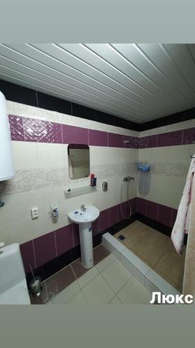a bathroom with a sink and a bath tub at Вапнярка, Одесская область, жилье у моря in Vapnyarka