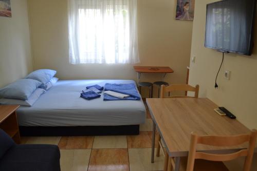 a small room with a bed and a table at Apartments Milosevic in Bar