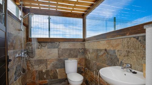 a bathroom with a toilet and a sink at Villa Elena in Lajares