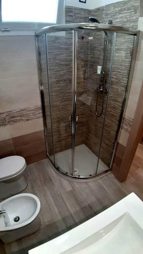 a bathroom with a shower and a toilet at B&B Filieri in Santa Maria al Bagno