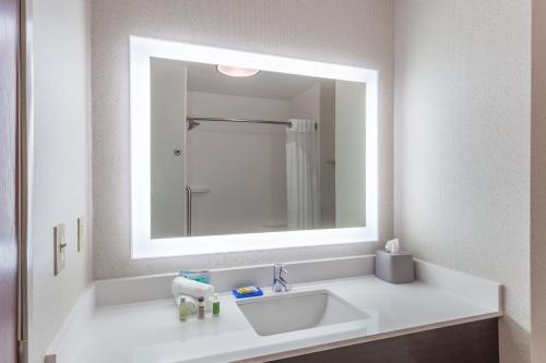 a bathroom with a white sink and a mirror at Holiday Inn Express & Suites White Haven - Poconos by IHG in White Haven