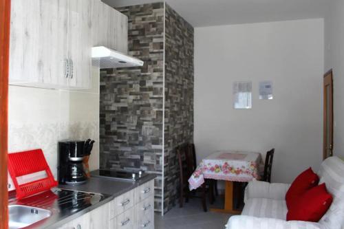 een keuken met een wastafel en een aanrecht bij Laura's Apartment in Poreč