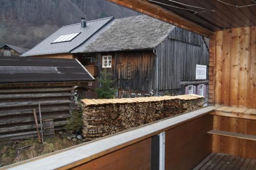 a view from the balcony of a log cabin at Ferienhaus Schindeler in Mellau