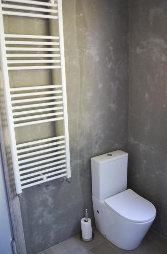 a bathroom with a white toilet in a room at CELTAINER in Maceda