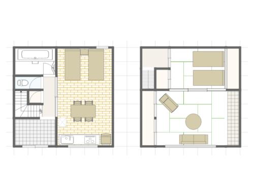 a drawing of a floor plan of a house at Tomato House Takayama in Takayama