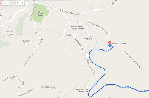 a map showing the route of the hike to the falls at Villa Belohorizonte in Macerata