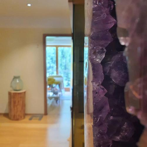 a close up of a purple amethyst on a wall at Hotel-Gasthof Mauthäusl in Weißbach