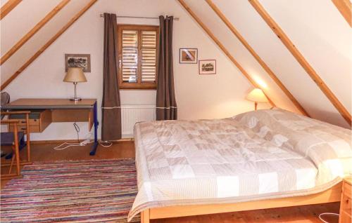 a bedroom with a bed and a desk at Kellerstoeckl In Strem in Sumetendorf