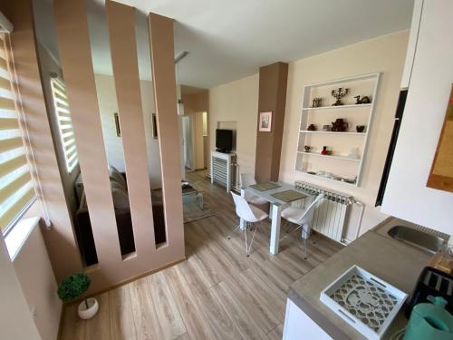 Kuchyň nebo kuchyňský kout v ubytování Apartmani Rajin