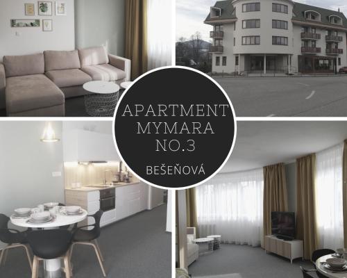 un collage de deux photos d'un salon dans l'établissement Apartment MyMara No3, à Bešeňová