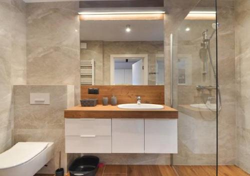 Ένα μπάνιο στο Apartament Marron 12 z sauną, bawialnią i widokiem na Skrzyczne - Dream Apart