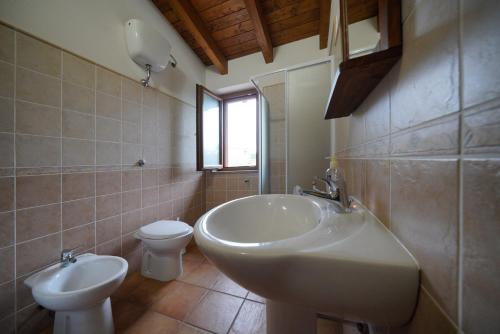 bagno con lavandino e servizi igienici di L'oliveto a Nuxis