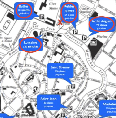 a map of the location of santiane centre at Le Duplex St Nicolas in Beaune