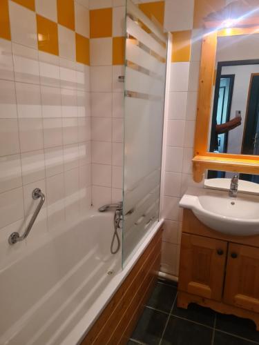 Et badeværelse på Les chalets du galibier 2 WIFI Parking privé 4stars