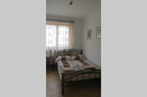克雷姆尼察的住宿－Byt v Kremnici，一间卧室设有一张床和一个窗口