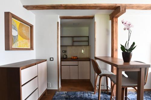 Apartmány Spessartにあるキッチンまたは簡易キッチン