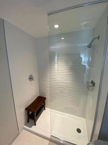 a shower with a glass door in a bathroom at Best Western Premier Prince Albert in Prince Albert