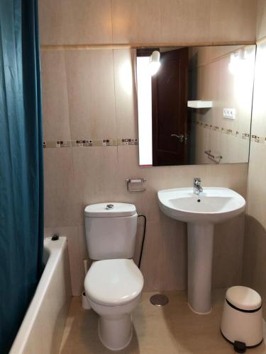 a bathroom with a white toilet and a sink at Cotillo Ocean View in Cotillo