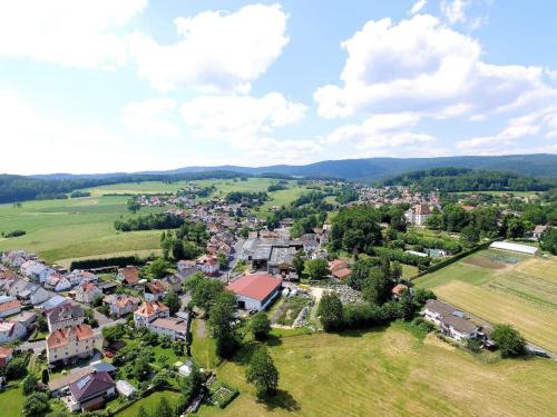 an aerial view of a small town in a field at Ferienwohnungen Sonnleite in Friedenfels