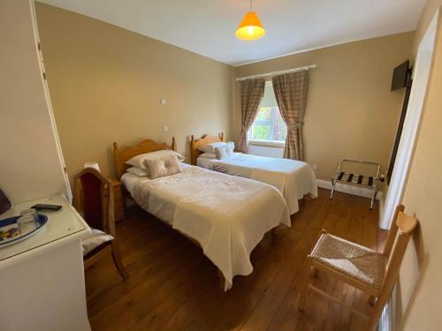 a bedroom with two beds and a window at Quignalegan House in Ballina