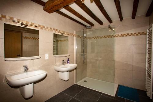 Et badeværelse på B&B Hotel Ferme des Templiers nabij Durbuy, eigen laadpalen