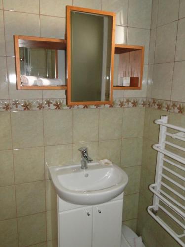 ブワディスワボボにあるKwatera prywatna Hannaのバスルーム(洗面台、鏡付)