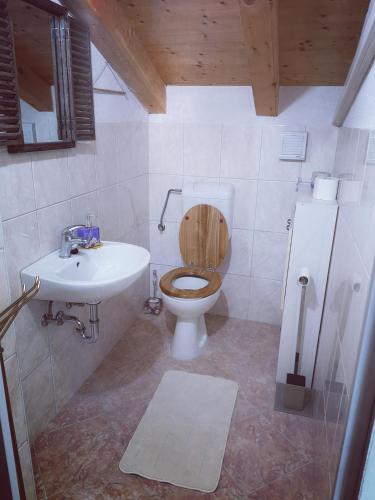 a bathroom with a toilet and a sink at Apartman Hygge in Omiš