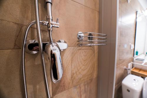 a shower with a faucet in a bathroom at Vienna Boutique - Premium Hostel in Vienna