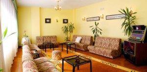 a living room with couches and a tv in it at Hotel Las Viñas in Arteixo