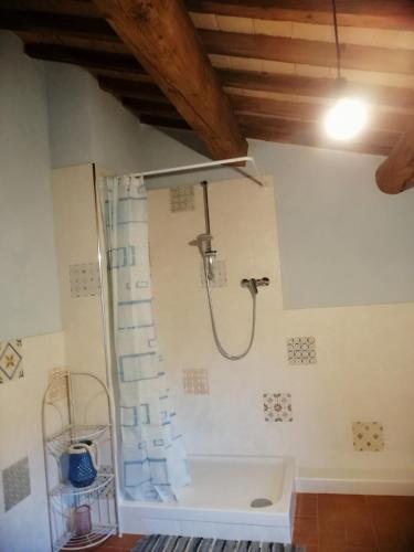 a bathroom with a shower and a bath tub at La Giuncaia in Pieve Santo Stefano