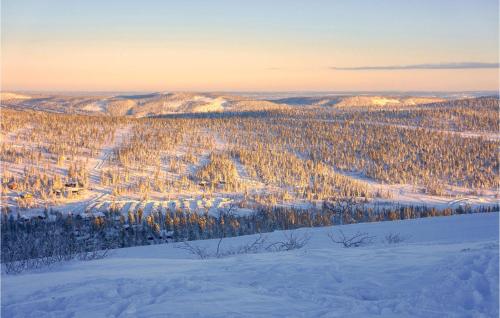 a view of a snow covered mountain with trees at Gorgeous Home In Vemdalen With Sauna in Vemdalen