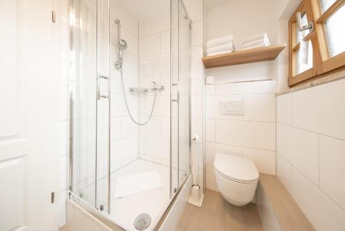 a bathroom with a shower and a toilet at Hotel Am Markt in Munich